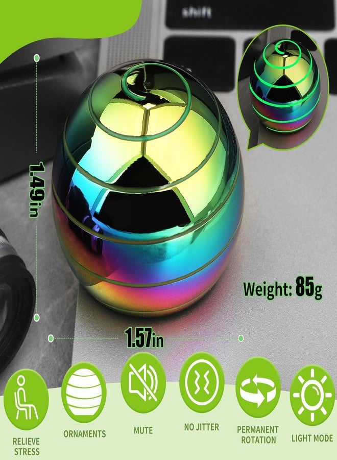Dilabnba Kinetic Fidget Spinner Lumious Desk Toy for Kids Adults, Cool Optical Illusion Gadget Metal Stress Relief Gyro Ball, Easter Egg Stuffer Birthday Party Gift for Age 3-12 5-16 (Rainbow-Green Light) - Image 5